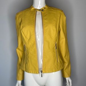 Yellow Faux leather Jacket